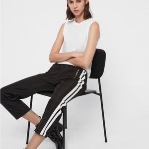 Allsaints Marty crop track pants black w/ white stripes size Medium
